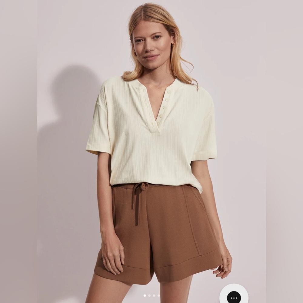 Varley Kasey Mock Placket Rib Tee